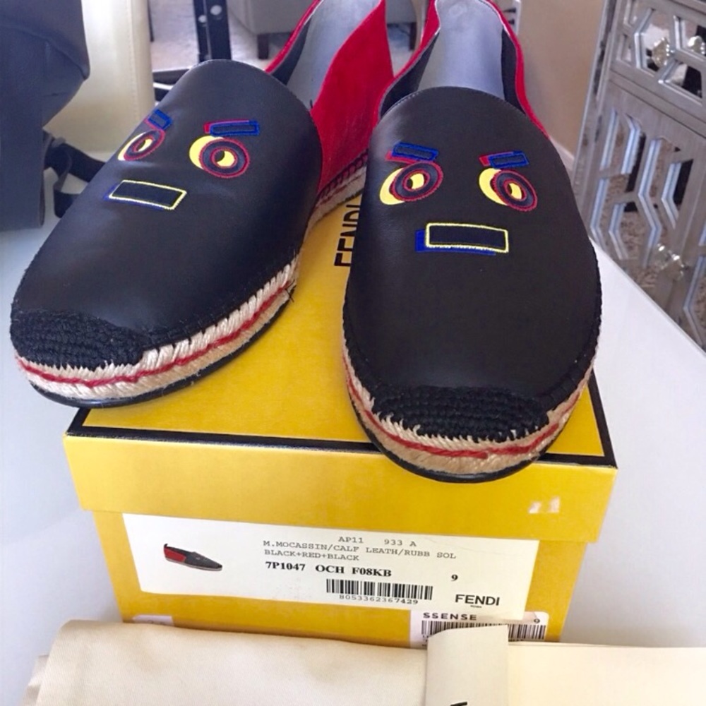 Fendi faces espadrilles size 10US men with box etc